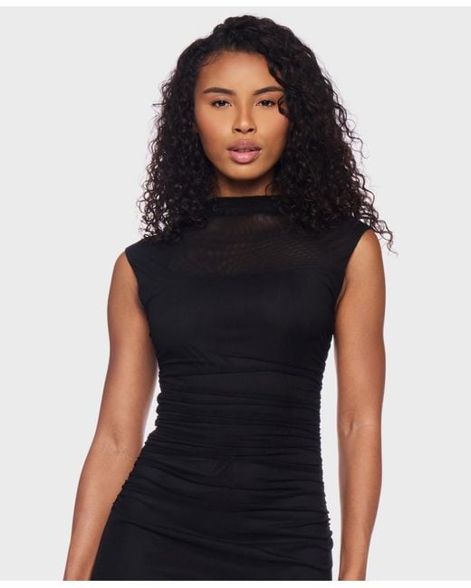 B Darlin Shirred Waist Midi Dress in Black