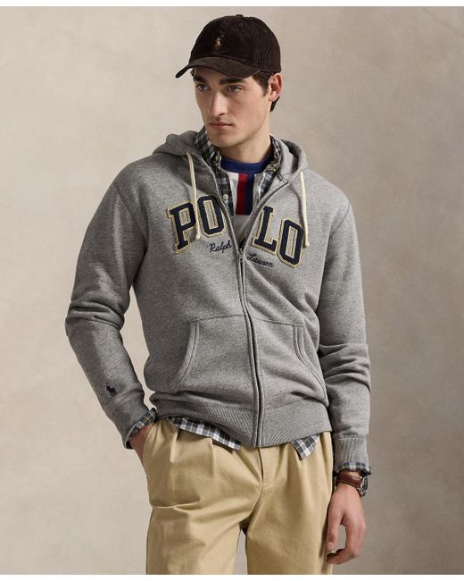 Polo Ralph Lauren Men's Gray Logo Fleece Full-zip Hoodie