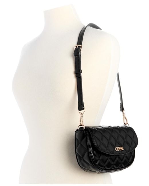 Guess Black Tinsley Small Quilted Flap Shoulder Bag