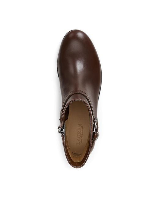 Ralph Lauren Brown Brooke Ii Stacked Leather Heel Booties