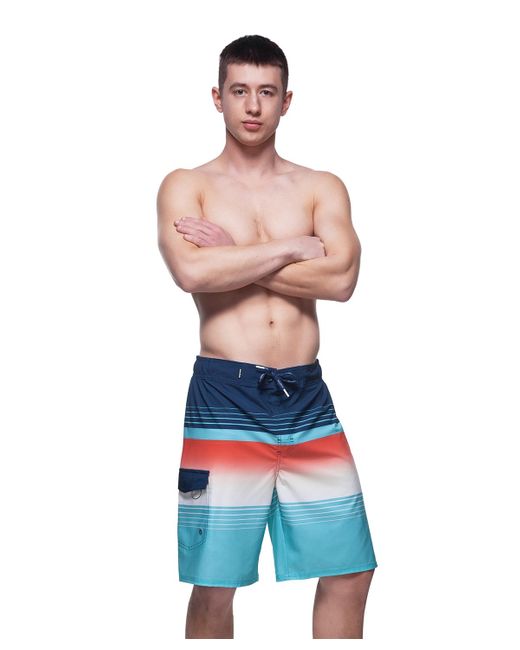 Rokka&Rolla Blue 9" No Liner Board Shorts Elastic Waist Quick Dry Swim Trunks for men