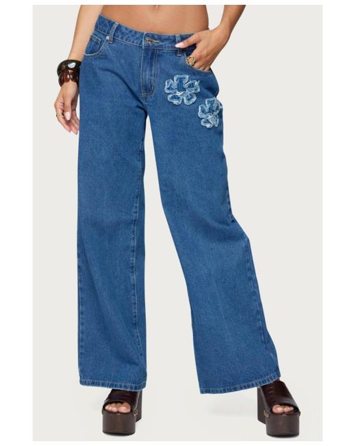 Floral Patch High-Rise Jeans