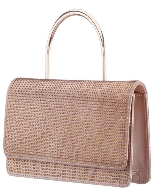 Nina Brown Elongated Crystal Magnetic Snap Satchel Bag
