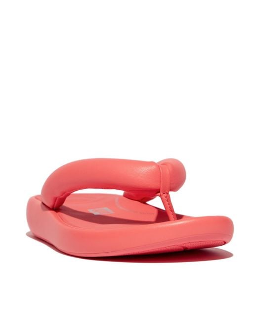 Fitflop Pink Iqushion D-luxe Padded Leather Flip-flops