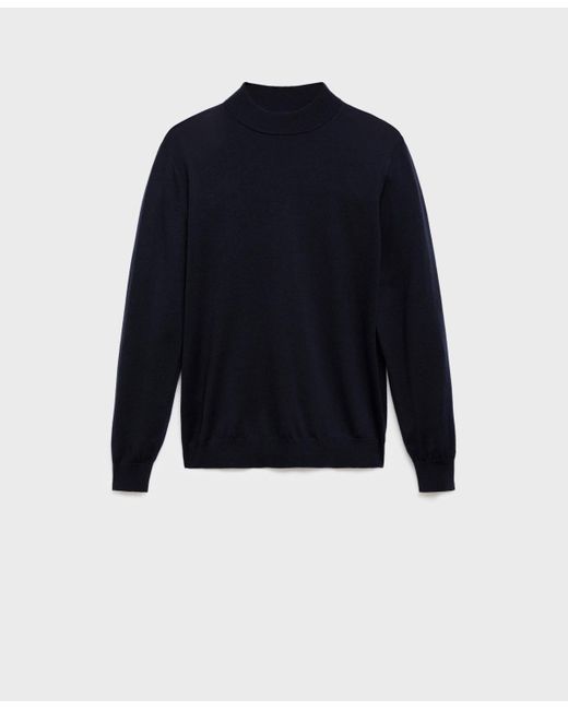 Mango Blue Wool Turtleneck Sweater for men