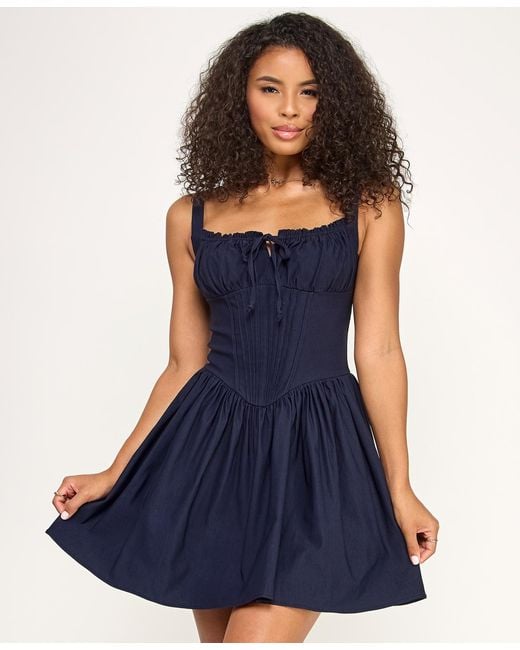 Katia Rae Women's Blue Square Neck Short Dress