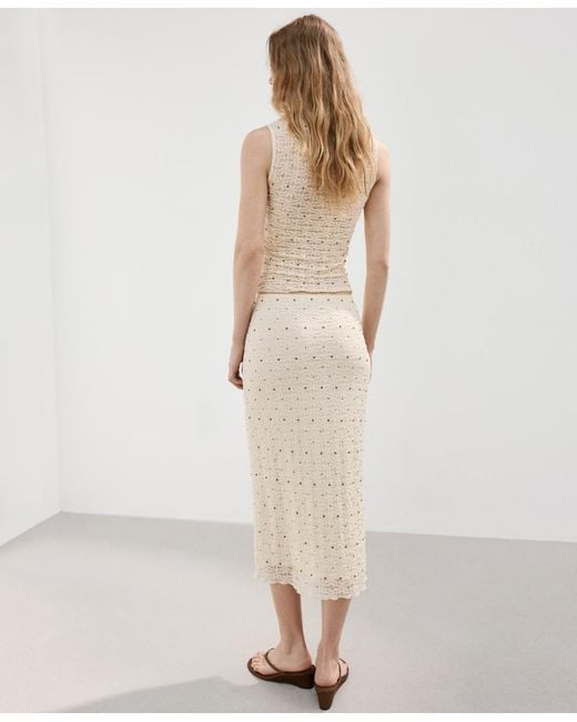 Mango Natural Studs Midi Skirt