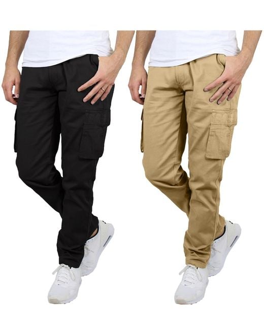 Blu Rock Black 2-pack Flex Stretch Cargo Pants for men