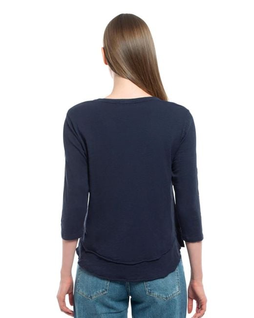 Wilt Blue Sleeve Mock Layer Tee