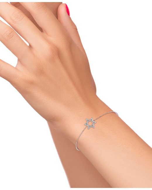 Lali Jewels Natural Diamond Pave Star Of David Chain Link Bracelet (1/6 Ct. T.w.