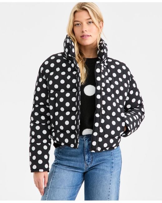 On 34th Blue Cropped Dot Puffer Jacket