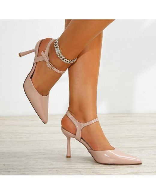 BERNESS Pink Cesia Ankle Strap Heels