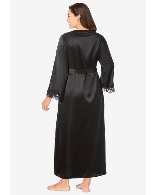 Amoureuse Black The Luxe Satin Long Peignoir Set