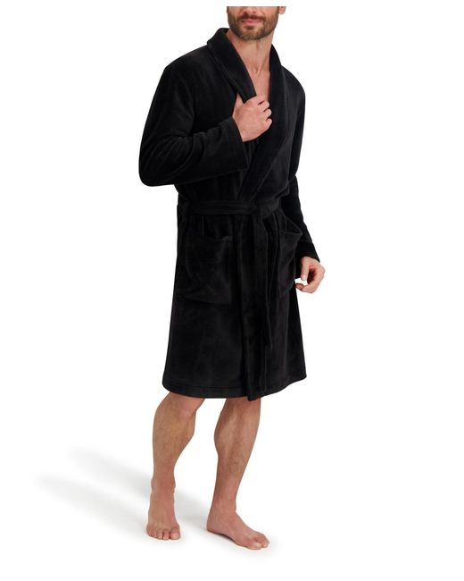 Hanes Black Adjustable Plush Robe for men