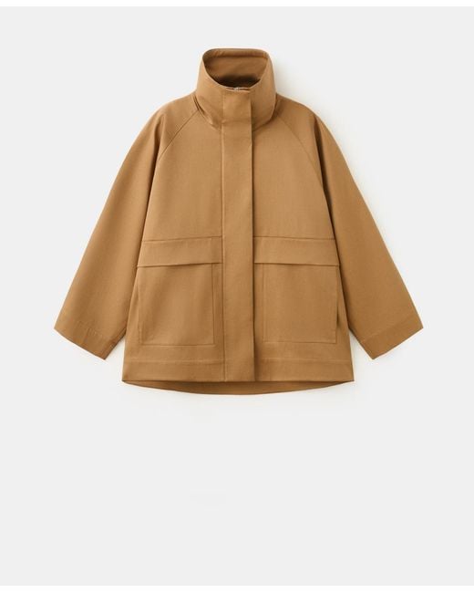 Mango Brown Selection Oversized Funnel Neck Jacket