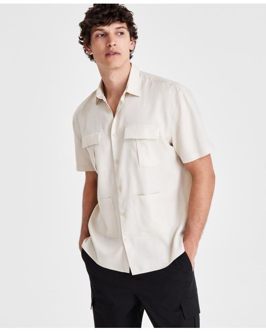 INC International Concepts White Tino Pocket Shirt for men