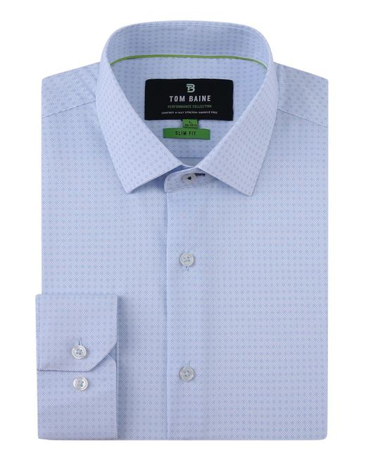 Tom Baine Men's Blue Four Way Stretch Geo Print Button Down Dress Shirt - benaras.co Tom Baine Men's Blue Four Way Stretch Geo Print Button Down Dress Shirt - benaras.co