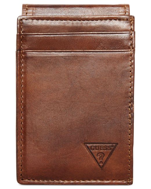 Guess Naples Id Credit Card Front-pocket Wallet in Brown for Men | Lyst