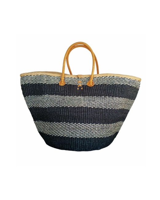 Sawa Sawa Black Balance Flow Handmade Sisal Straw Basket Tote