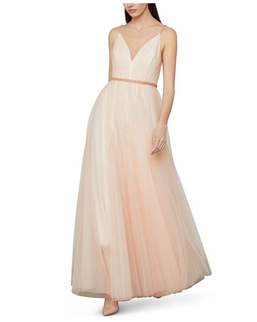 BCBGMAXAZRIA Pink Tulle A Line Gown