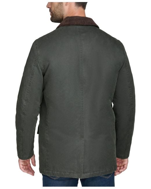 Cole Haan Gray Corduroy-shirt-collar Waxed Rain Jacket for men