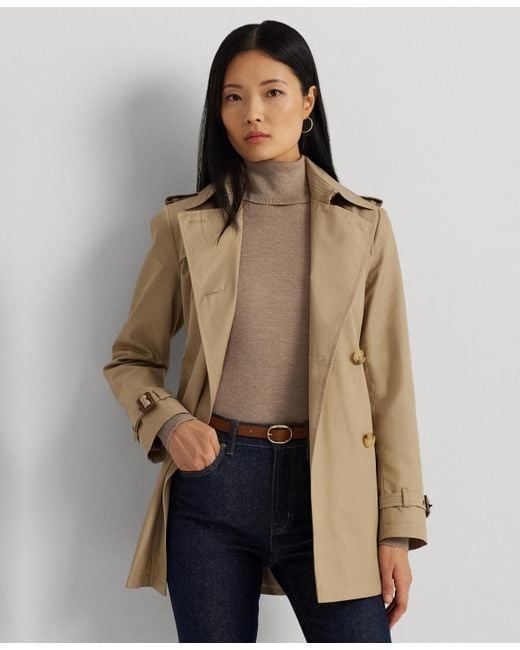 Ralph Lauren Double breasted Short Trench Coat in Natural Lyst