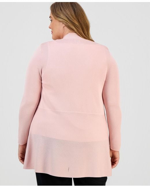 Anne Klein Natural Plus Size Montery Open-front Cardigan Sweater