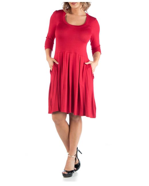24seven Comfort Apparel Women's Red Plus Size Fit And Flare Dress - www.eharrisgallery.com 24seven Comfort Apparel Women's Red Plus Size Fit And Flare Dress - www.eharrisgallery.com