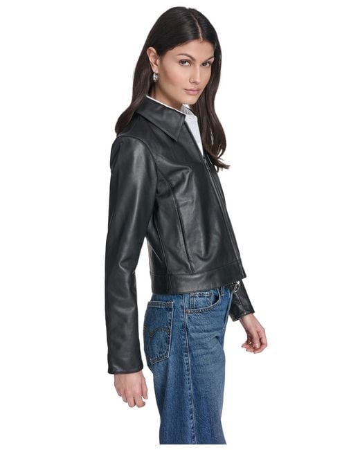 Levi's Blue Real Leather Laydown Collar Jacket