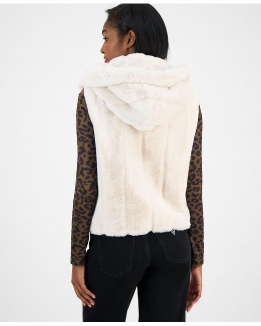 Guess Natural Sophy Faux-fur Hooded Vest