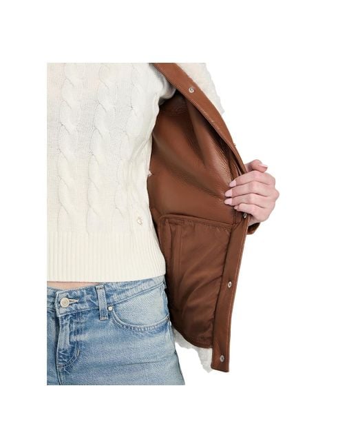 Guess Blue Belted Faux-shearling Coat