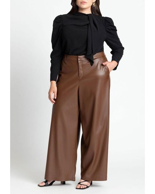 Eloquii Black Plus Size Drape Front Blouse