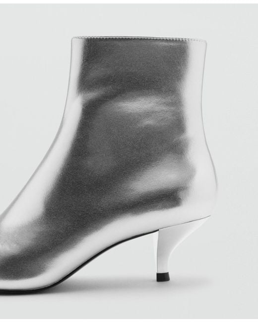 Mango White Metallic Effect Pointed Toe Boots