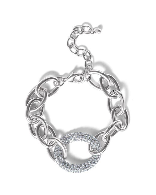 Jessica Simpson Metallic Tone Pave Oval Link Bracelet