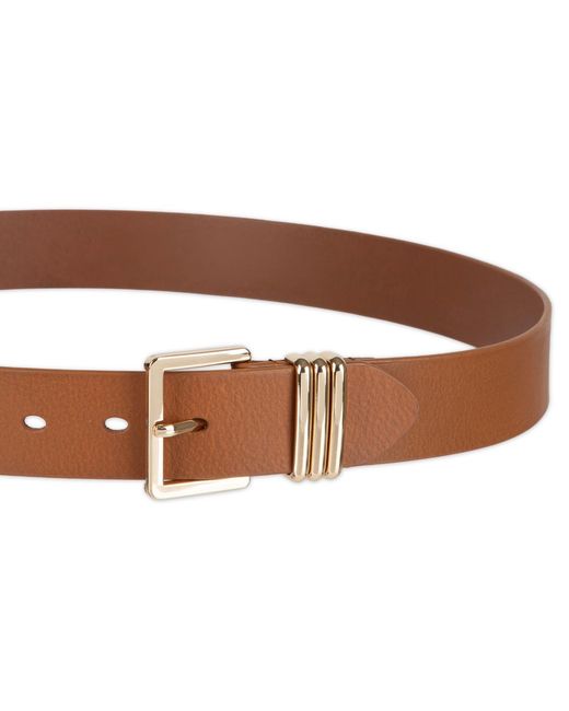 Tommy Hilfiger Brown Triple-metal Strap Keeper Casual Leather Belt