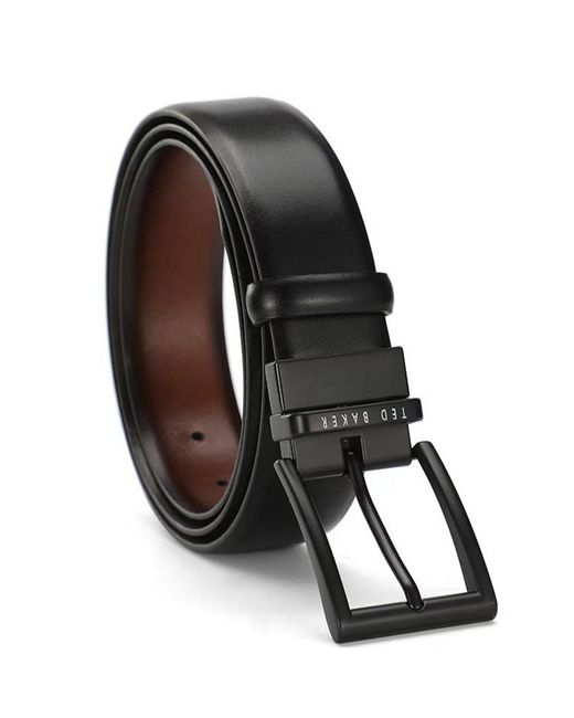 Ted Baker White Reversible Tan Loop Leather Belt for men