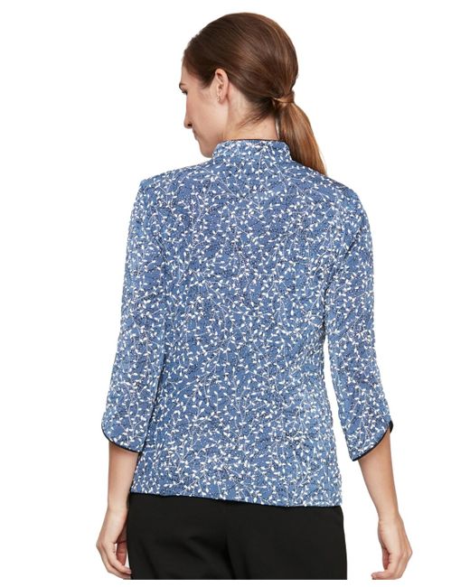 Alex Evenings Blue Printed Jacket And Top Set