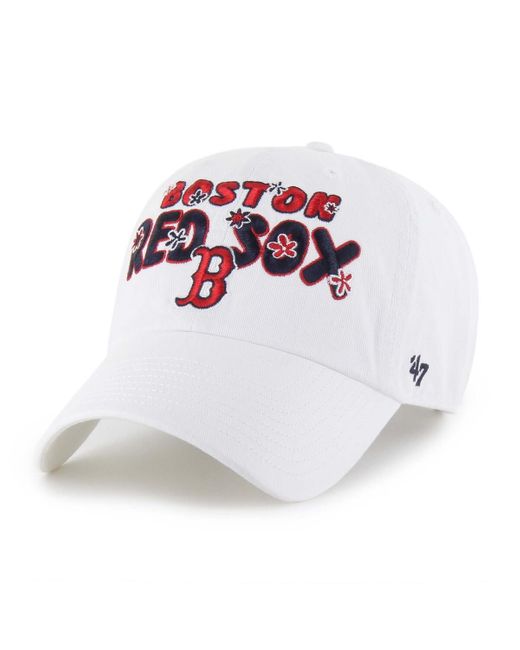 '47 White Boston Red Sox Flower Power Clean Up Adjustable Hat