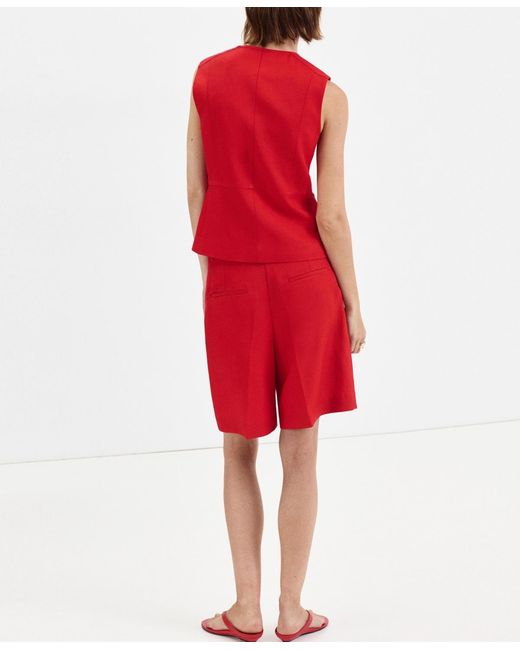 Mango Red Buttoned Lyocell Vest
