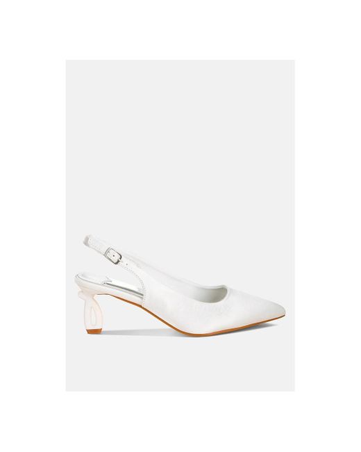 LONDON RAG White Vinca Satin Pointed Toe Slingbacks