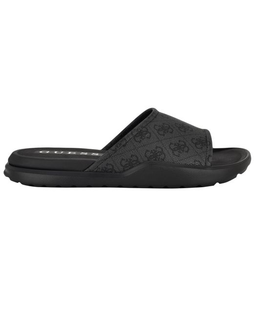 Guess Black Magaria Branded Elevated Pool Slides for men