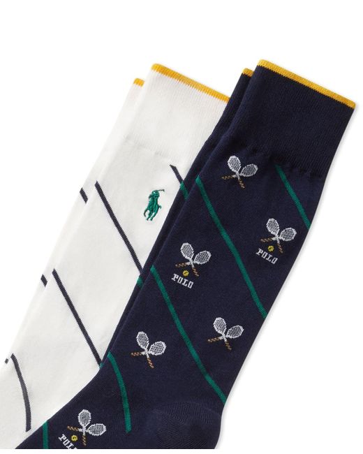 Polo Ralph Lauren Blue 2-pk. Tennis Racquets Slack Socks for men
