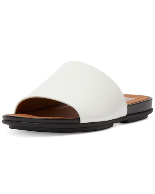 Fitflop Leather Gracie Pool Slide Sandals in Cream (White) Lyst Canada