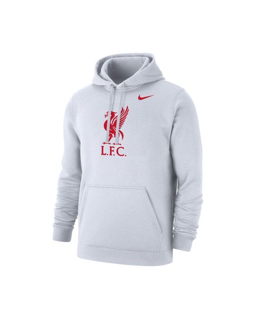 Nike White Liverpool Club Primary Pullover Hoodie in Gray for Men | Lyst