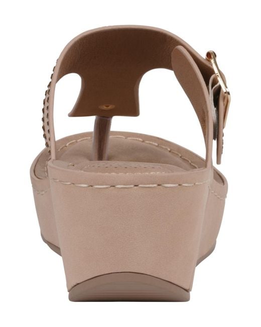 Gc Shoes Natural Alani Embellished Thong Wedge Sandals