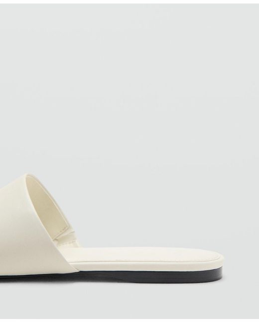 Mango White Flat Leather Sandals