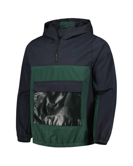 Nike Green Liverpool Anorak Hoodie Quarter-zip Jacket for men