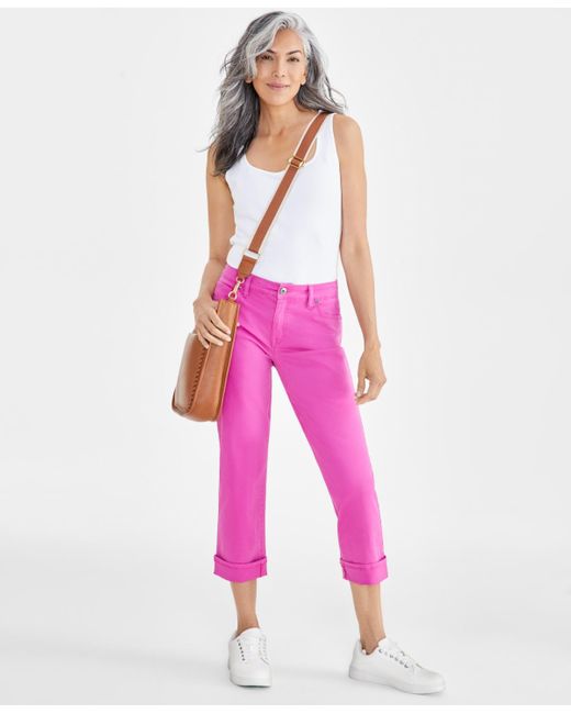 Style & Co. Pink Mid-rise Curvy Capri Jeans