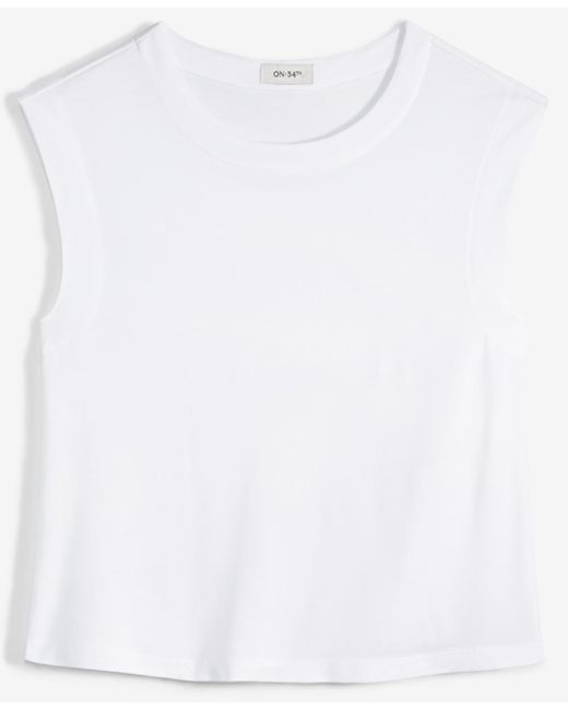 On 34th White Knit Crewneck Extended-sleeve Top