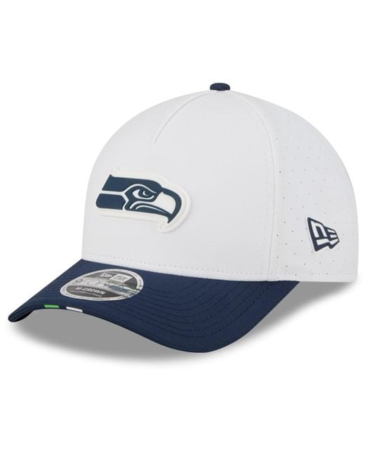 KTZ Blue White/college Navy Seattle Seahawks 2025 Nfl Training Camp A-frame 9forty Adjustable Hat for men